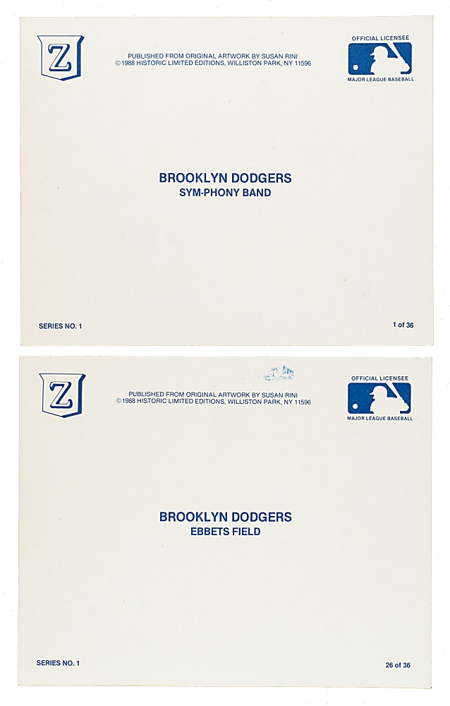 Multi-Signed 1988 Historic Limited Edition "Susan Rini - Brooklyn Dodgers" Oversized-Card Pair