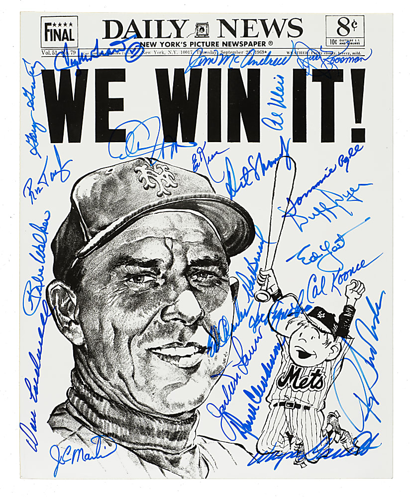 1969 New York Mets Reunion Multi-Signed "Daily News" Photograph Including 20+ Players