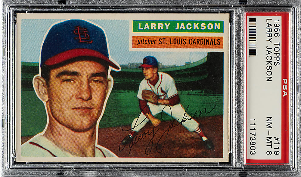 1956 Topps #119 Larry Jackson Gray Back PSA NM-MT 8