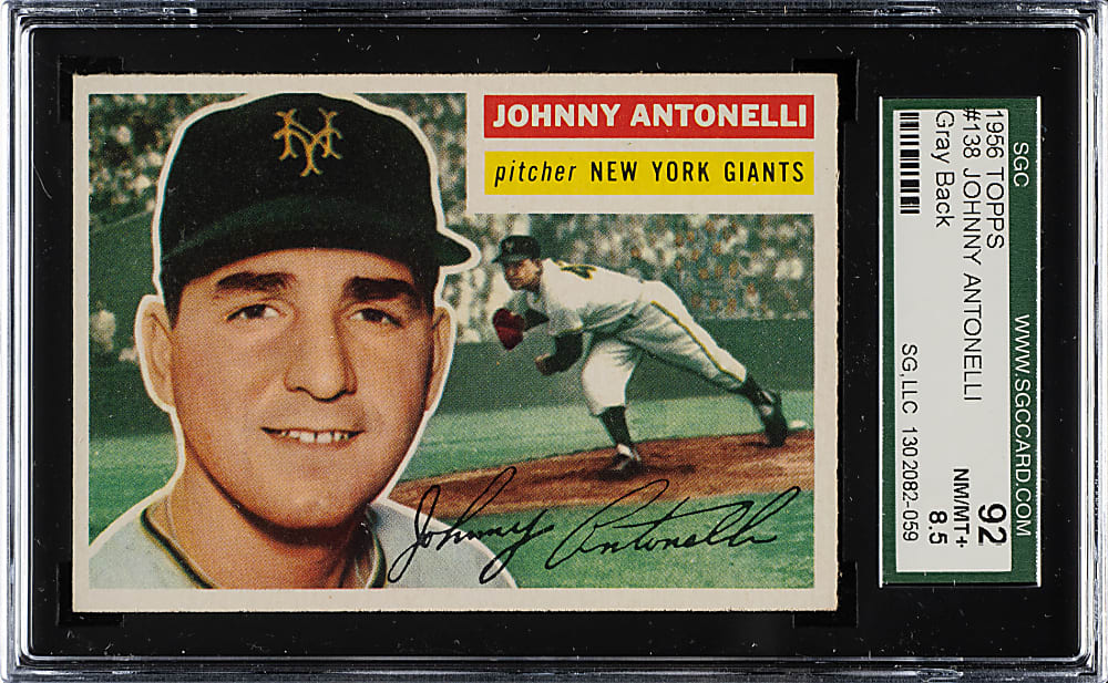 1956 Topps #138 Johnny Antonelli Gray Back SGC NM/MT+ 92