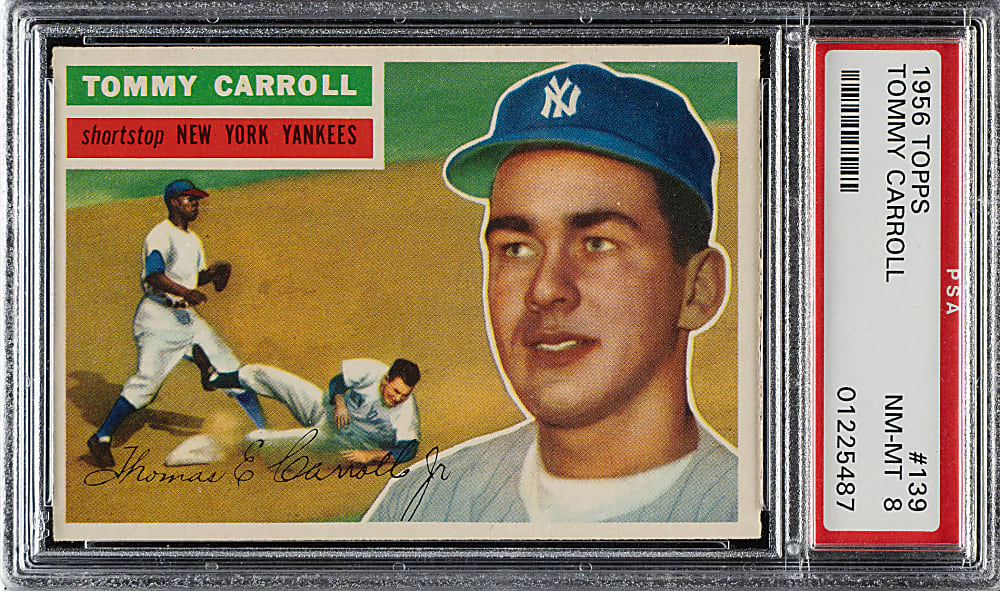 1956 Topps #139 Tommy Carroll Gray Back PSA NM-MT 8