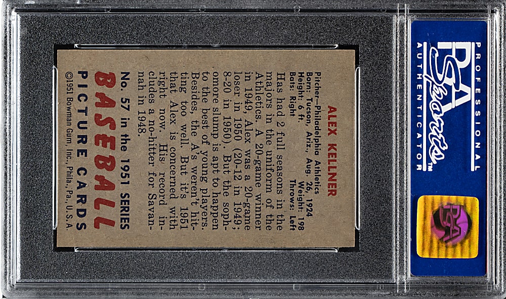 1951 Bowman #57 Alex Kellner PSA NM-MT 8