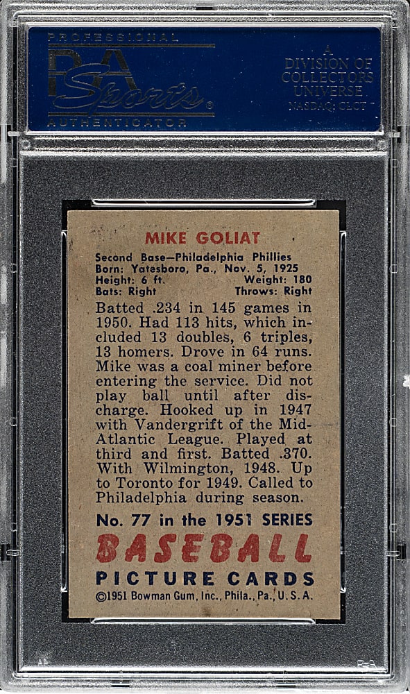 1951 Bowman #77 Mike Goliat PSA NM-MT 8
