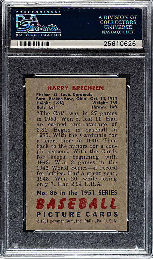 1951 Bowman #86 Harry Brecheen PSA NM-MT 8
