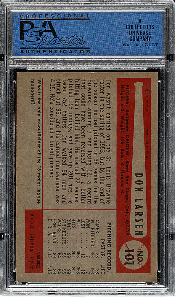 1954 Bowman #101 Don Larsen Rookie PSA NM 7