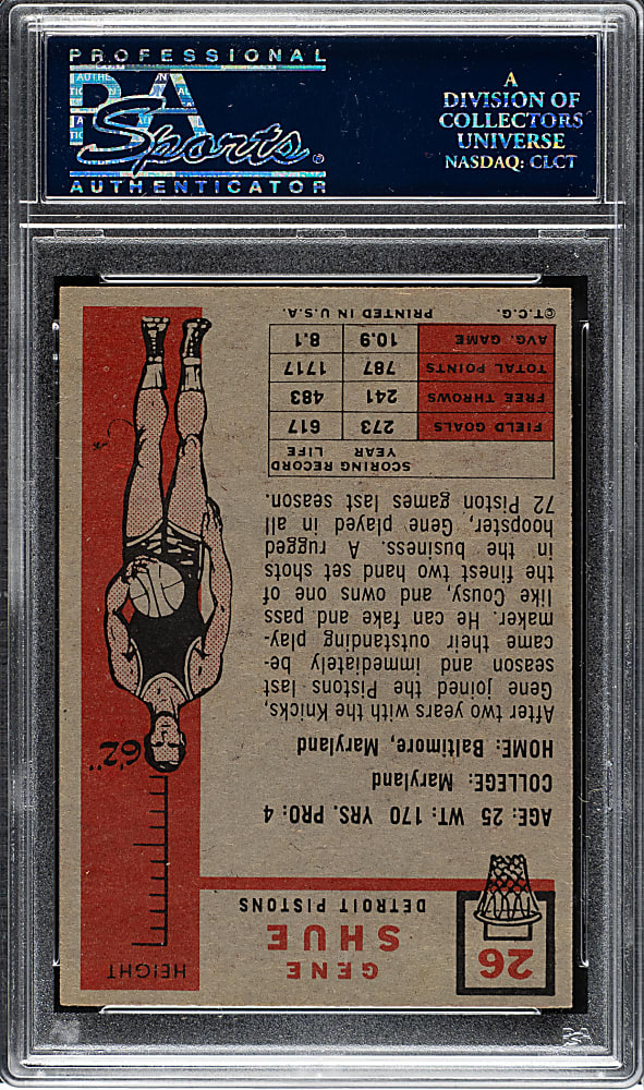 1957-1958 Topps Basketball #26 Gene Shue PSA NM 7