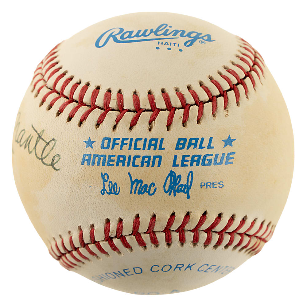 Mickey Mantle and Joe DiMaggio Dual-Signed Baseball - JSA