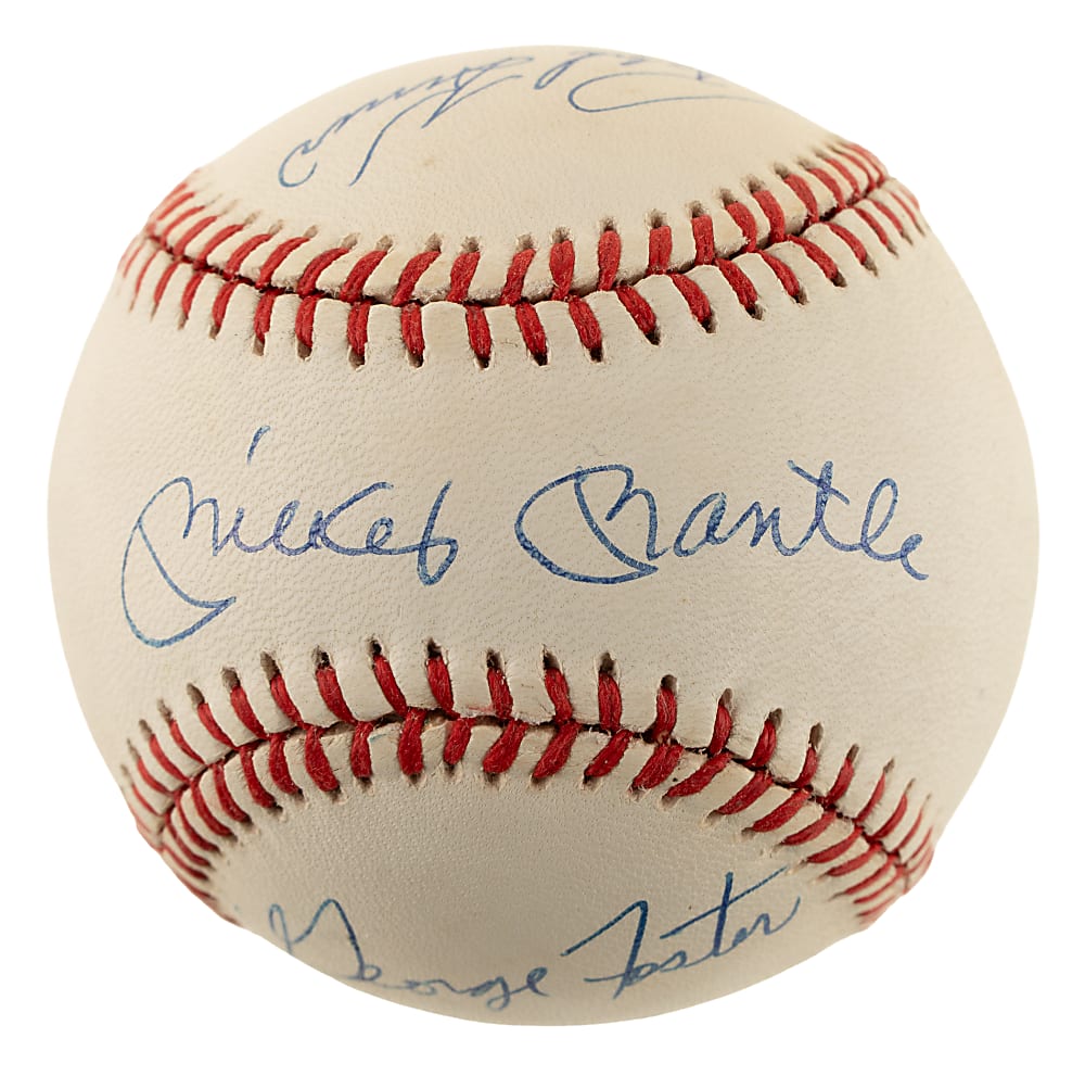 Hall of Fame and Star Multi-Signed Baseball with Mickey Mantle and Willie Mays - JSA