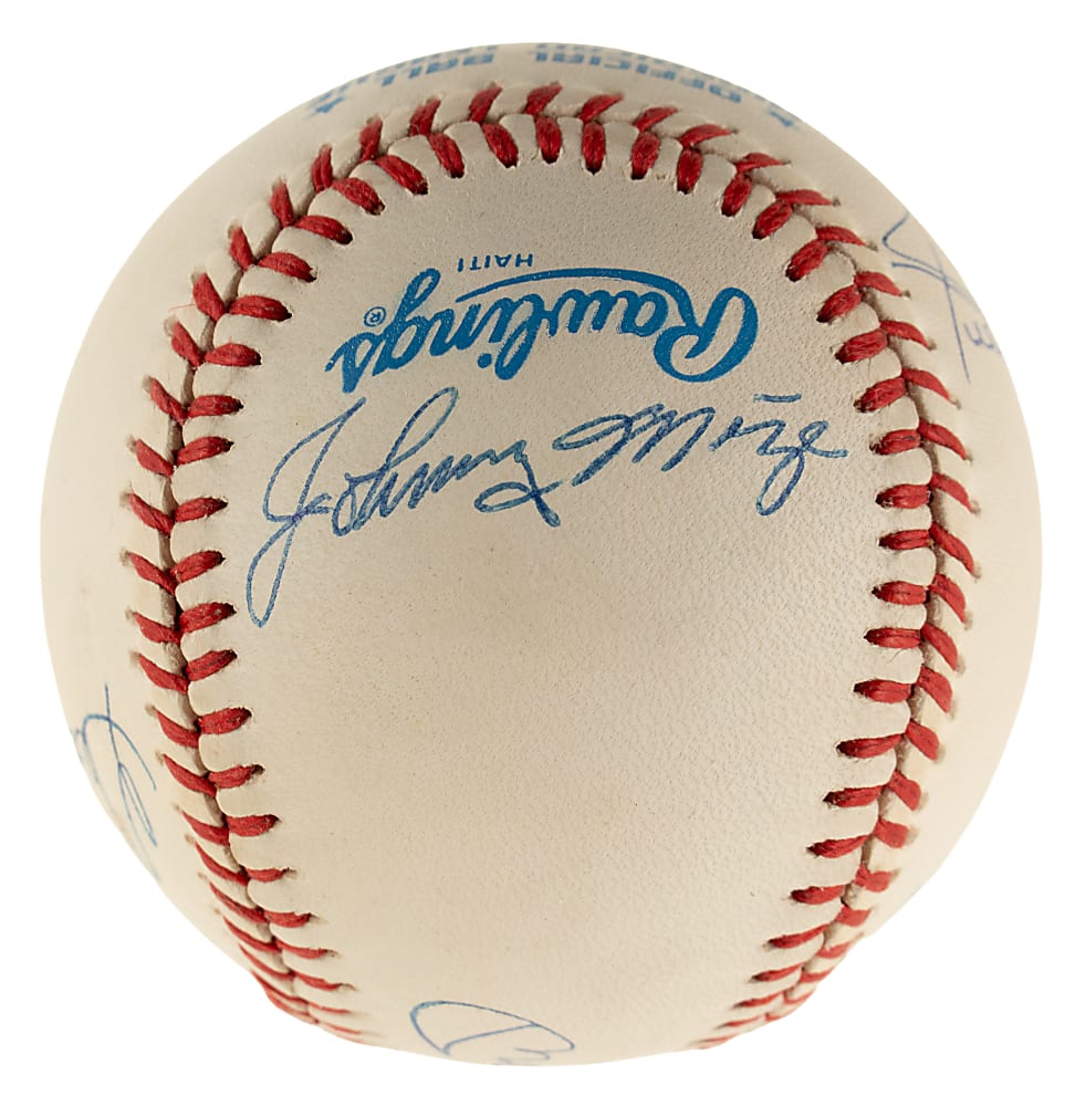 Hall of Fame and Star Multi-Signed Baseball with Mickey Mantle and Willie Mays - JSA