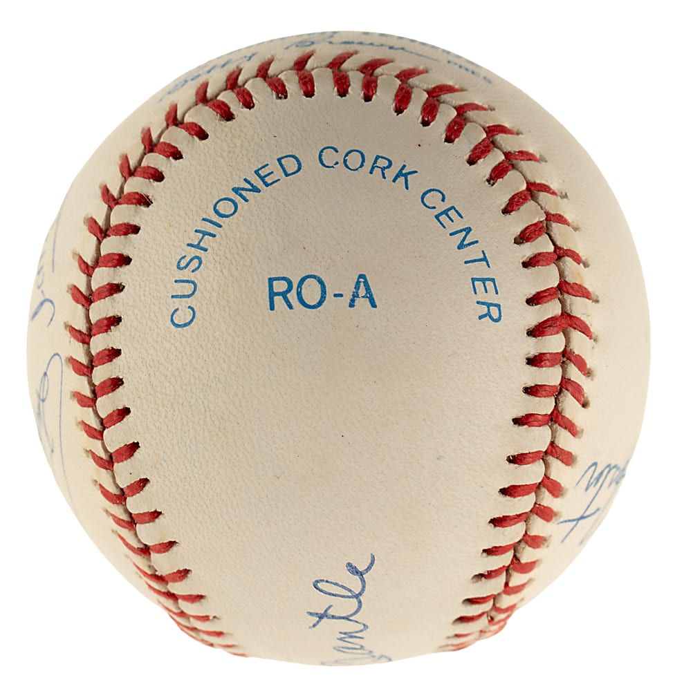 Hall of Fame and Star Multi-Signed Baseball with Mickey Mantle and Willie Mays - JSA