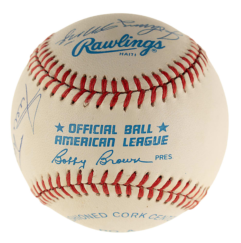 Hall of Fame and Star Multi-Signed Baseball with Mickey Mantle and Willie Mays - JSA