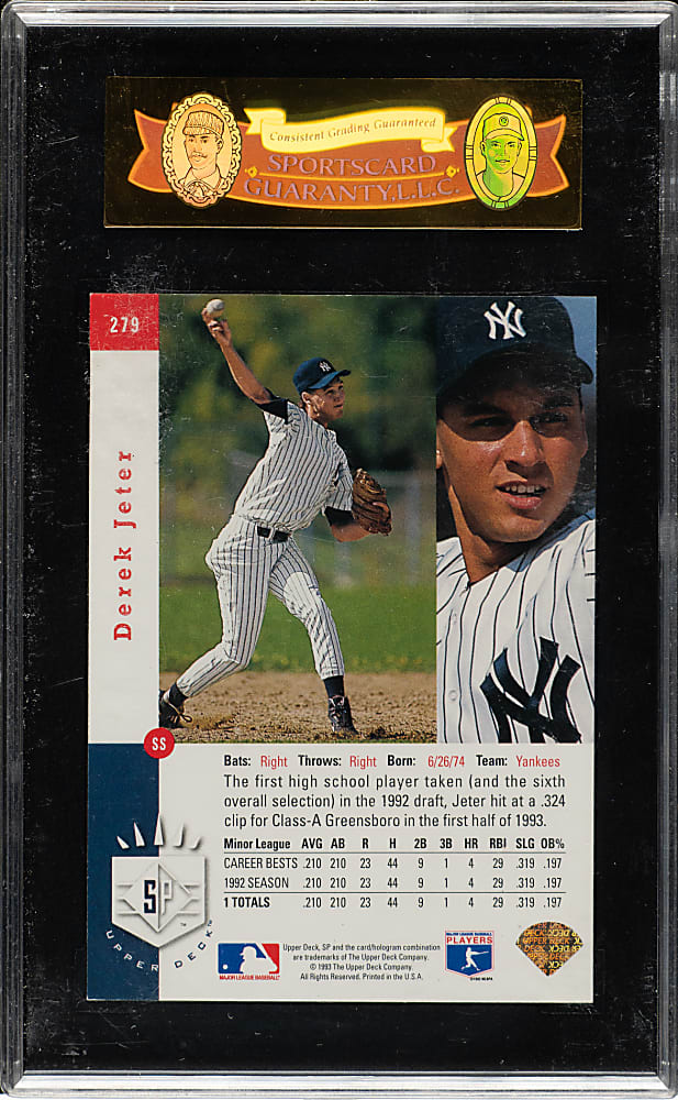 1993 Upper Deck SP Foil #279 Derek Jeter Rookie SGC EX/NM 80