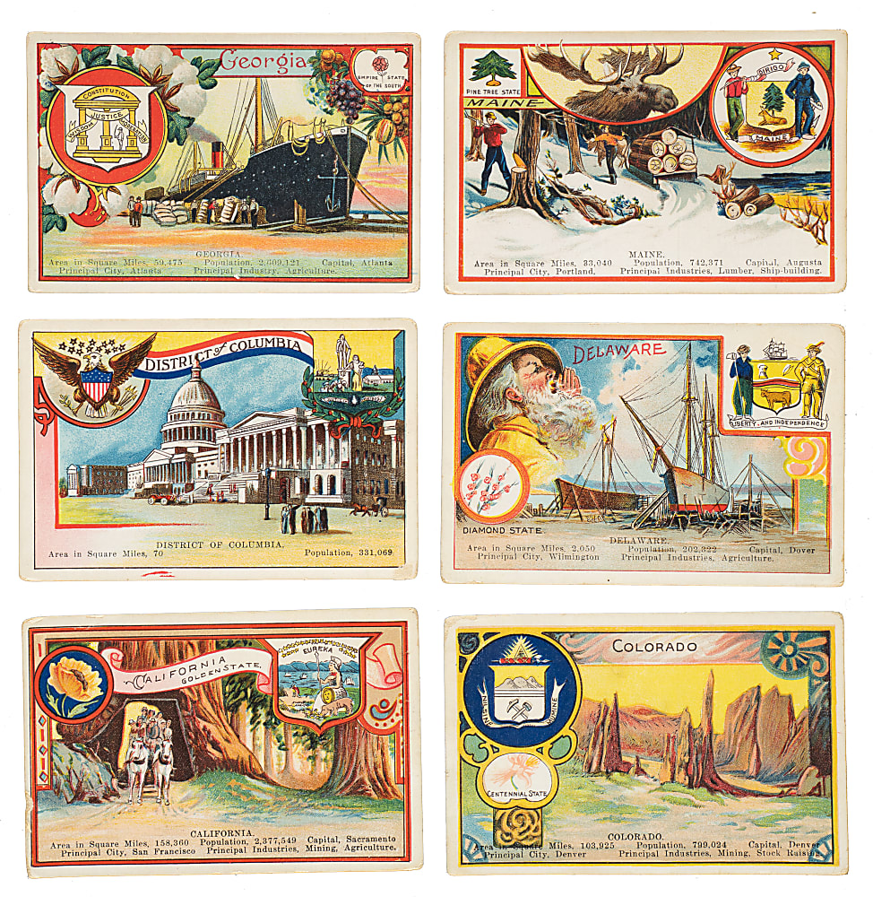 1910s D93 Cushman Bread "Cards of States" Near-Complete Set (47/48)