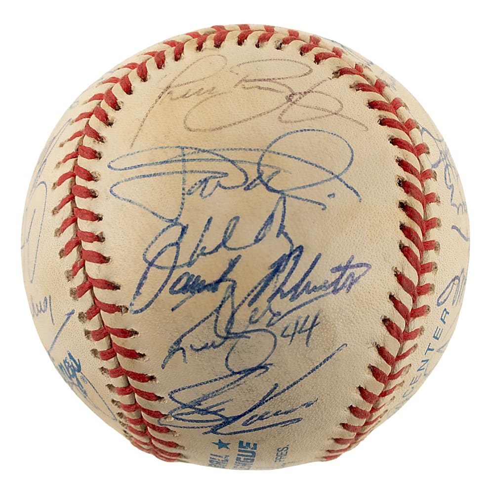 1999 Cleveland Indians Team-Signed Baseball with Jim Thome, Bartolo Colon, and Manny Ramirez