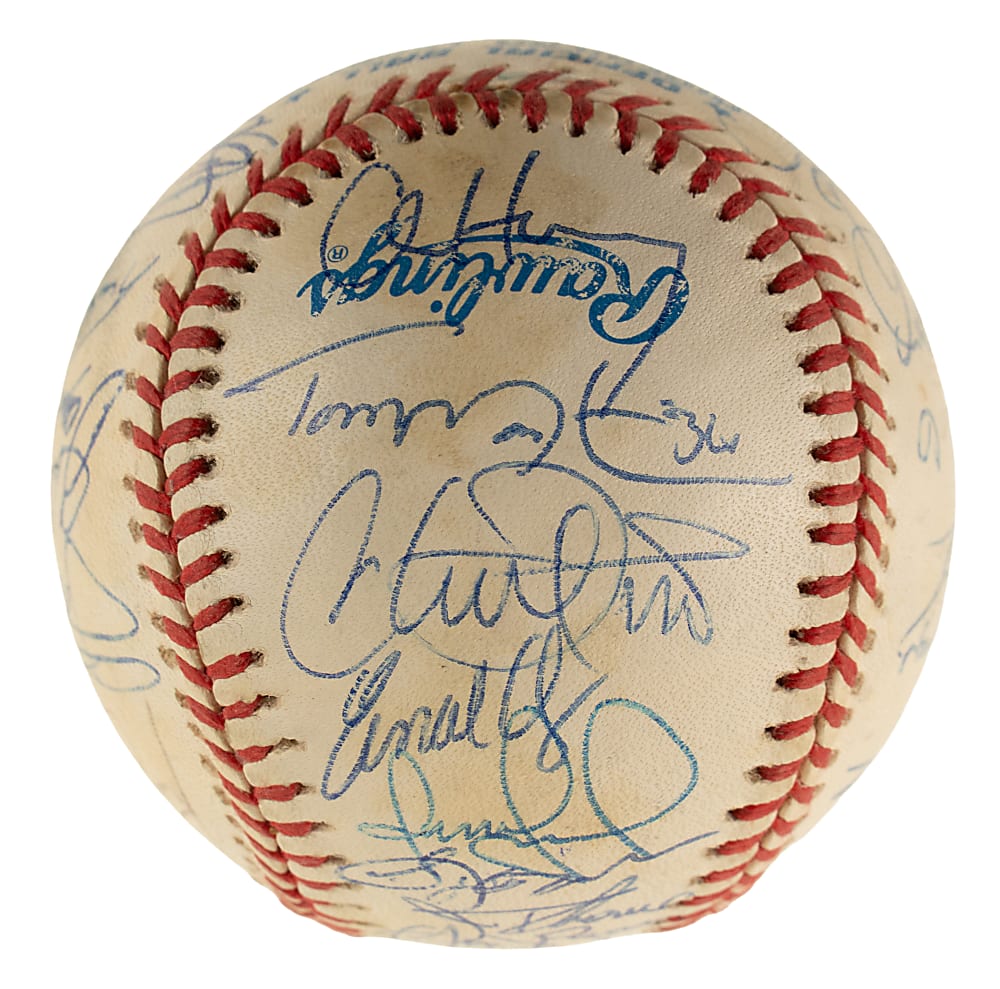1999 Cleveland Indians Team-Signed Baseball with Jim Thome, Bartolo Colon, and Manny Ramirez