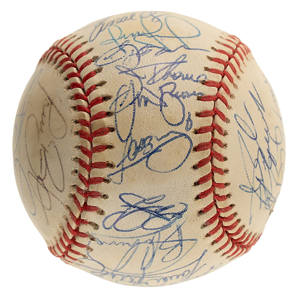 1999 Cleveland Indians Team-Signed Baseball with Jim Thome, Bartolo Colon, and Manny Ramirez