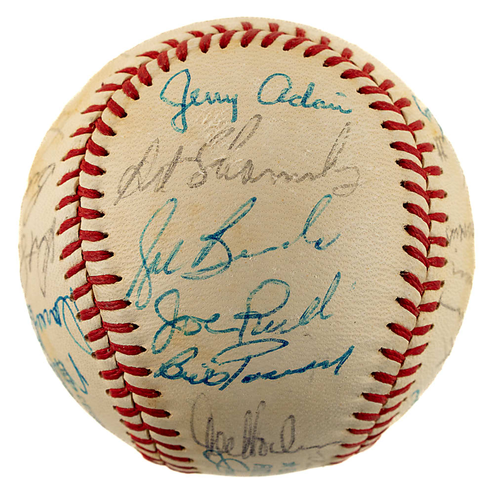 1972 Oakland Athletics World Champions Team-Signed Baseball with Reggie Jackson, Jim Hunter, and Rollie Fingers