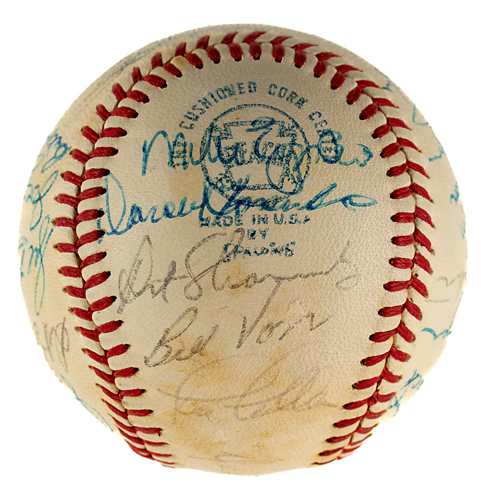 1972 Oakland Athletics World Champions Team-Signed Baseball with Reggie Jackson, Jim Hunter, and Rollie Fingers