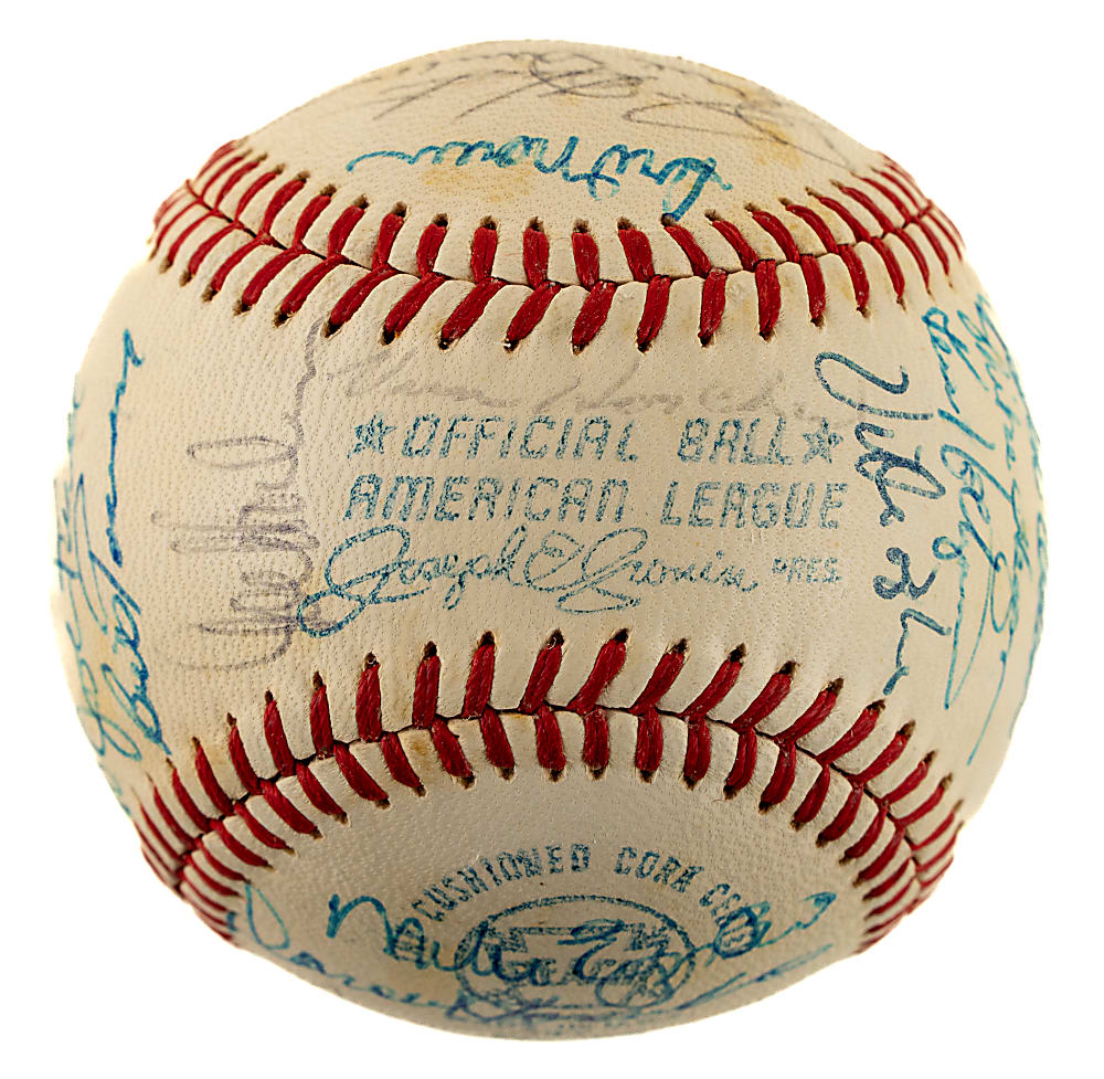 1972 Oakland Athletics World Champions Team-Signed Baseball with Reggie Jackson, Jim Hunter, and Rollie Fingers
