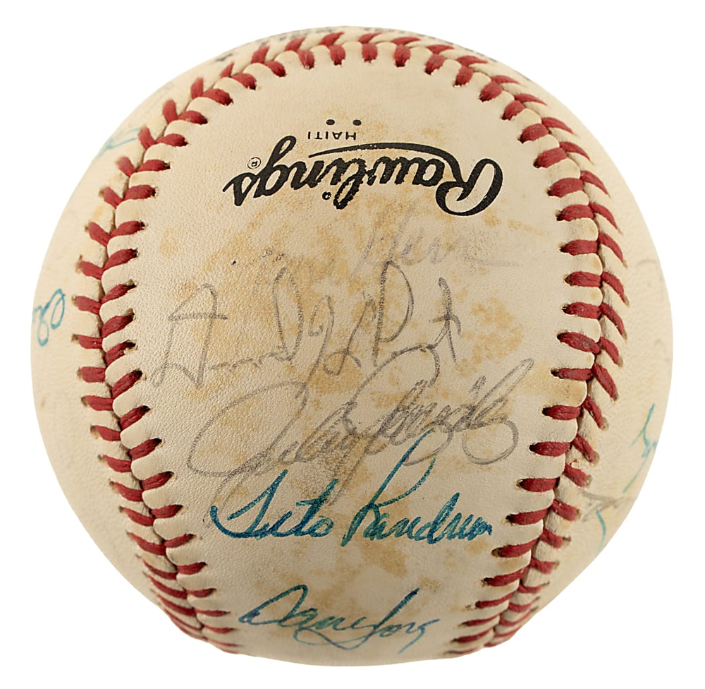 1982 St. Louis Cardinals World Champions Team-Signed Baseball with Ozzie Smith, Jim Kaat, and Bruce Sutter