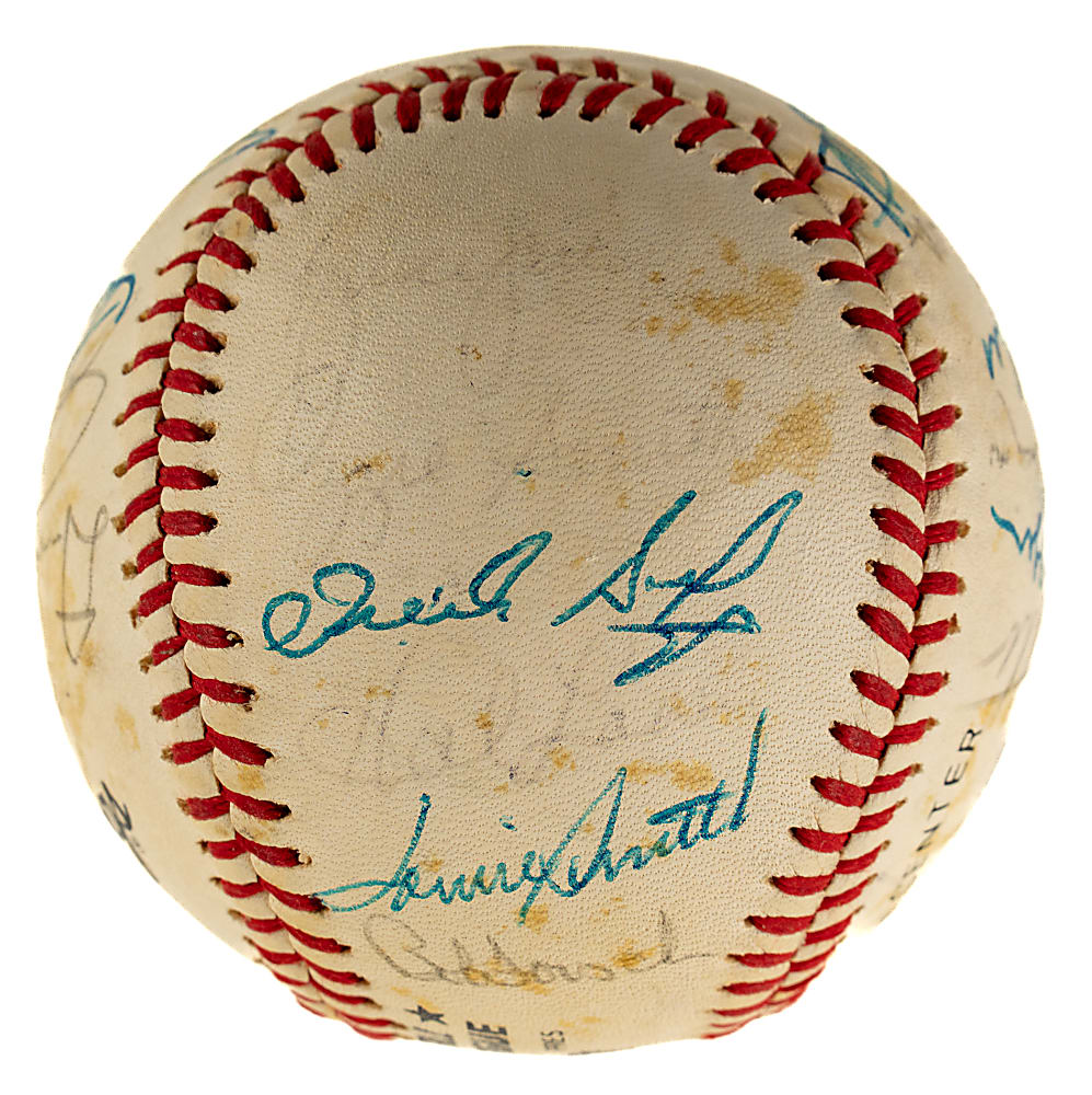1982 St. Louis Cardinals World Champions Team-Signed Baseball with Ozzie Smith, Jim Kaat, and Bruce Sutter