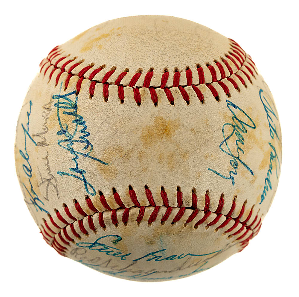 1982 St. Louis Cardinals World Champions Team-Signed Baseball with Ozzie Smith, Jim Kaat, and Bruce Sutter