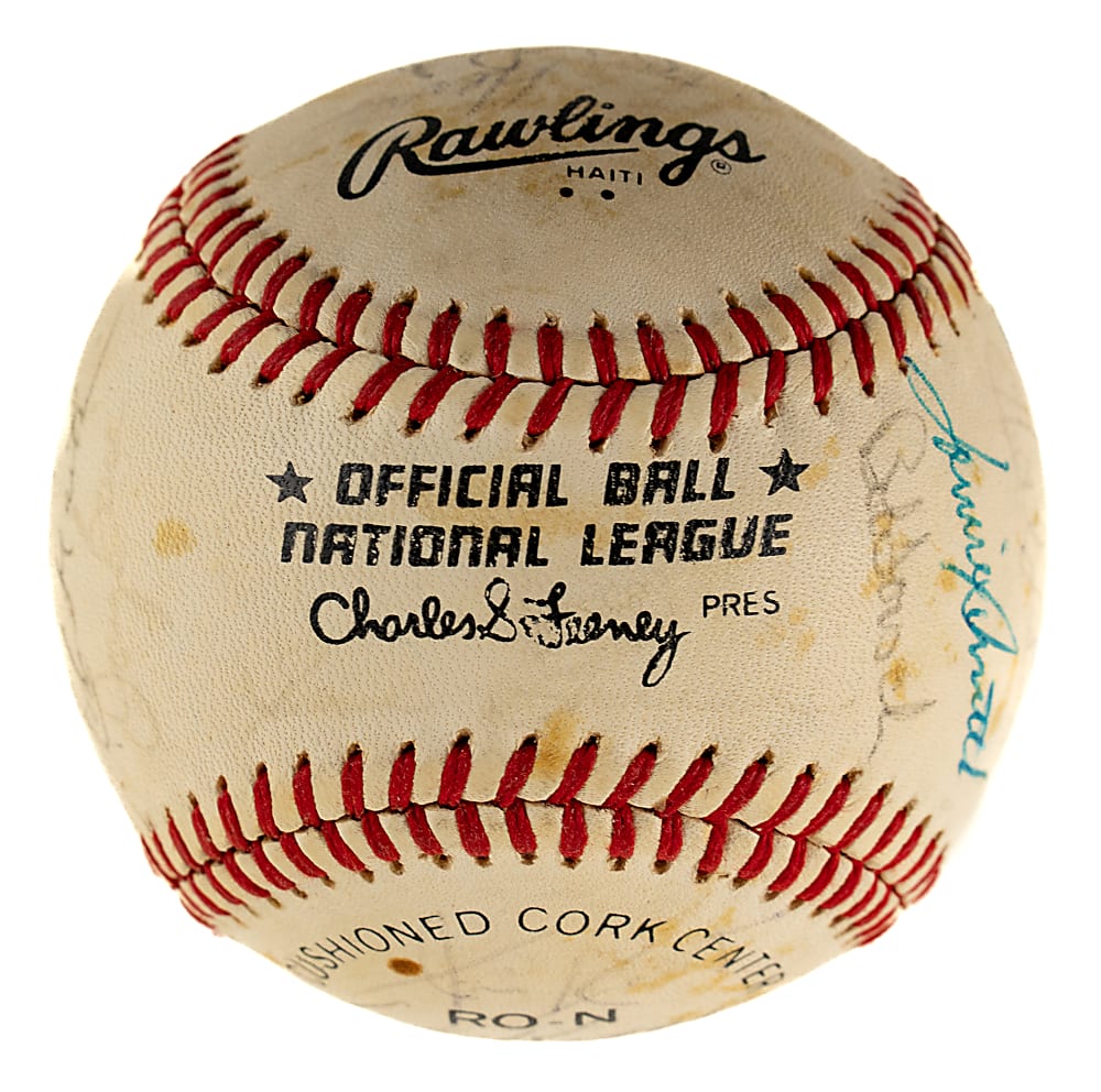 1982 St. Louis Cardinals World Champions Team-Signed Baseball with Ozzie Smith, Jim Kaat, and Bruce Sutter