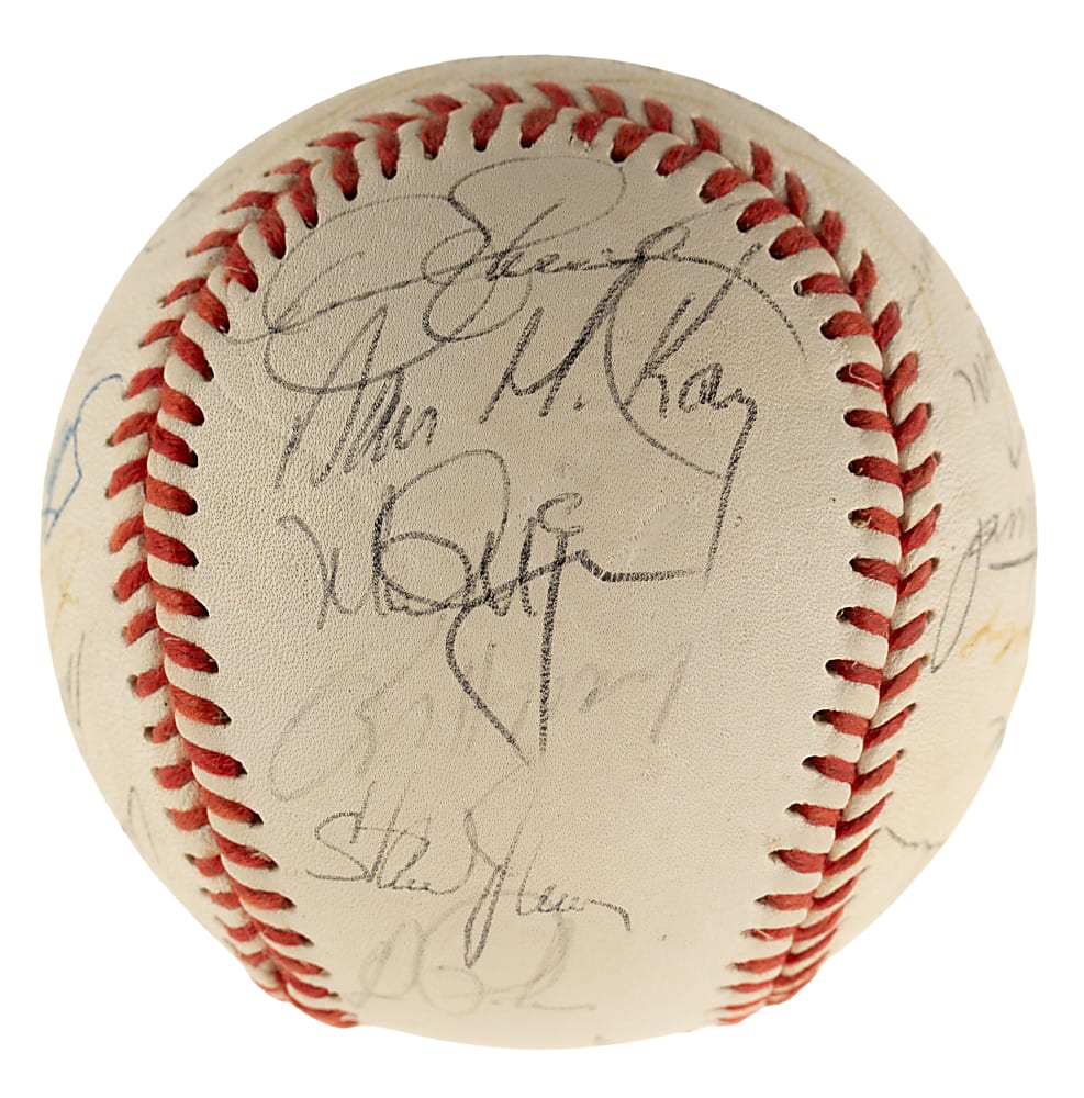 1989 Oakland Athletics World Champions Team-Signed Baseball with Rickey Henderson