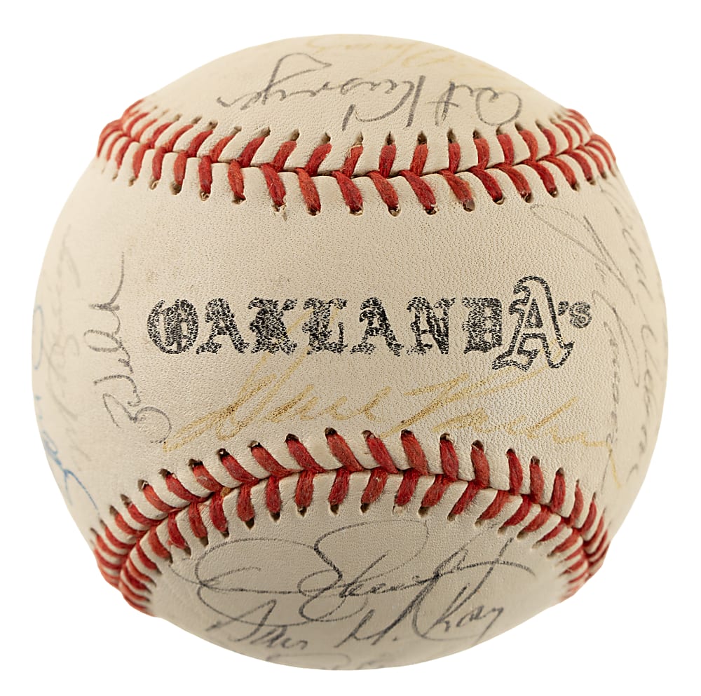 1989 Oakland Athletics World Champions Team-Signed Baseball with Rickey Henderson