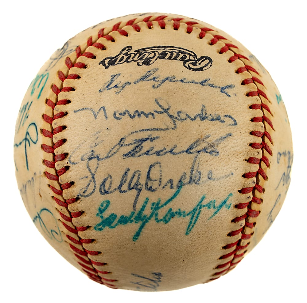 1959 Los Angeles Dodgers World Champions Team-Signed Baseball with Koufax, Drysdale, Hodges, and Reese - JSA