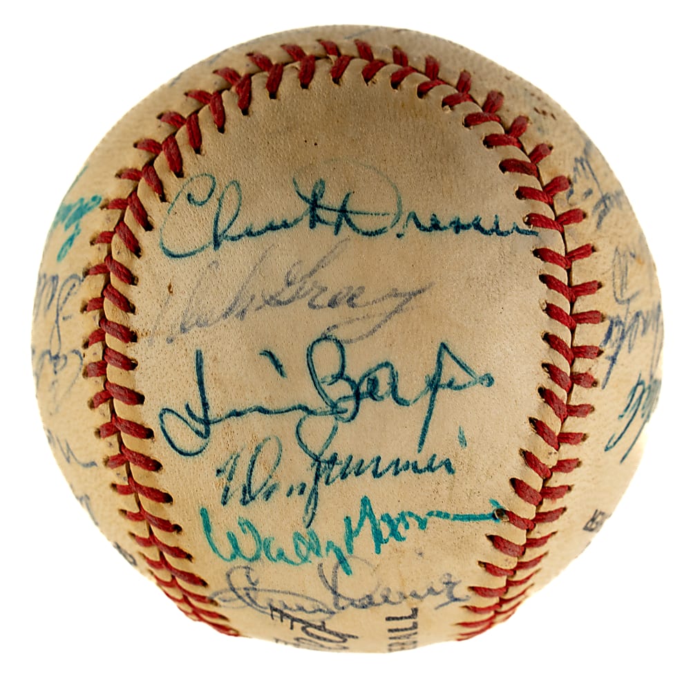 1959 Los Angeles Dodgers World Champions Team-Signed Baseball with Koufax, Drysdale, Hodges, and Reese - JSA