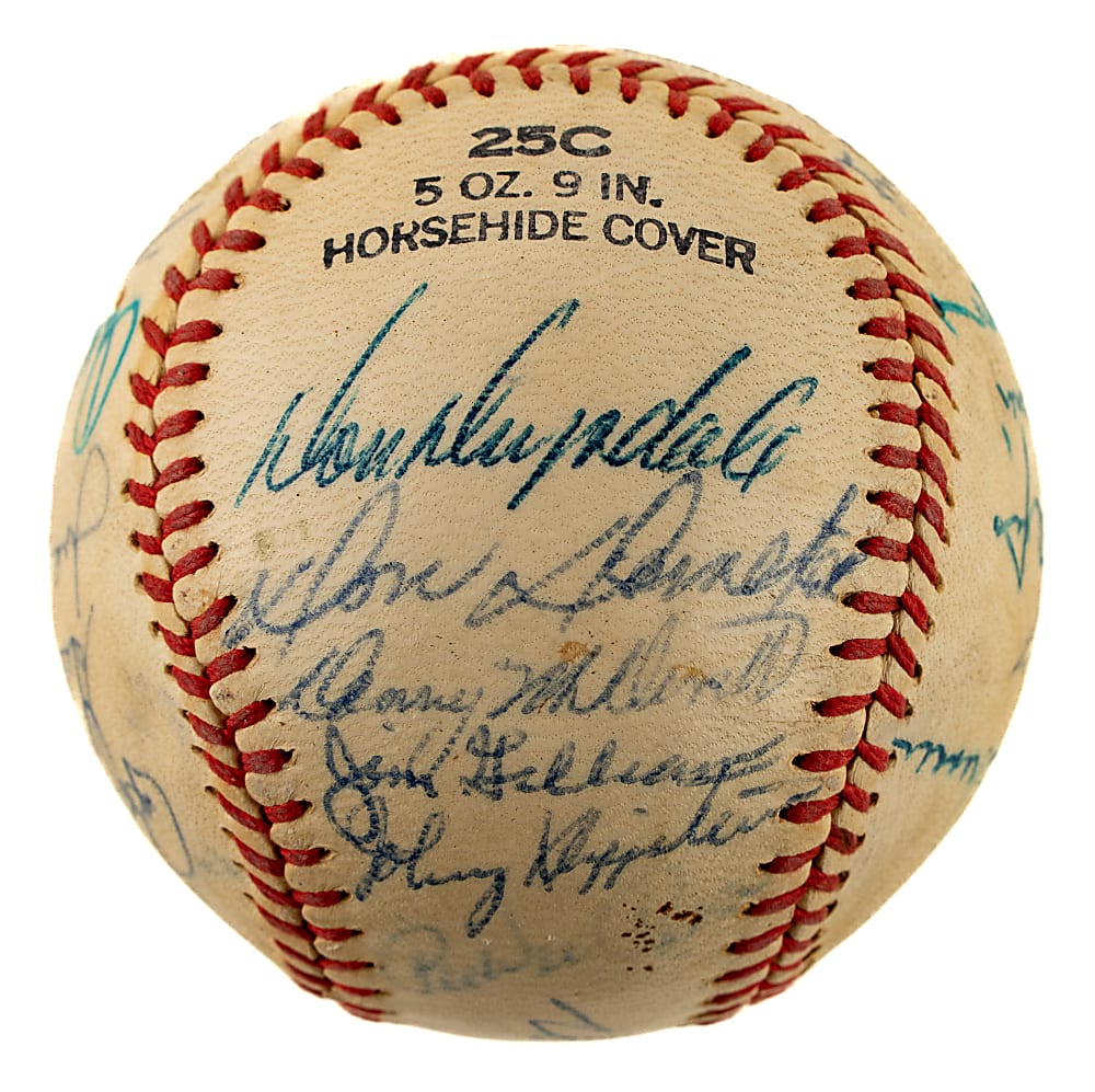 1959 Los Angeles Dodgers World Champions Team-Signed Baseball with Koufax, Drysdale, Hodges, and Reese - JSA