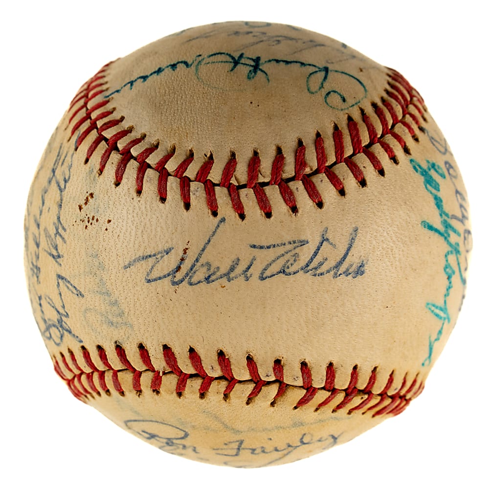 1959 Los Angeles Dodgers World Champions Team-Signed Baseball with Koufax, Drysdale, Hodges, and Reese - JSA