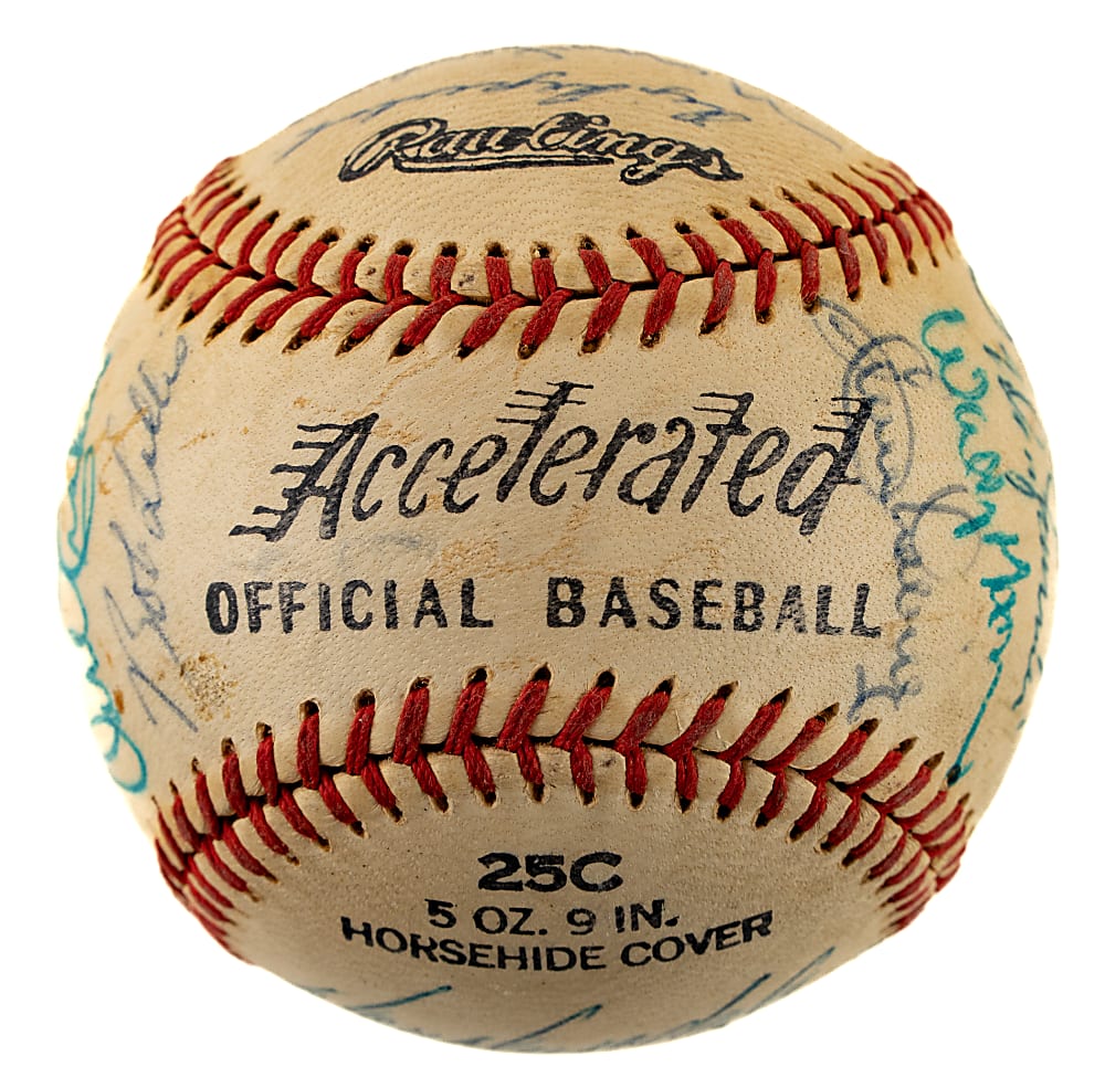 1959 Los Angeles Dodgers World Champions Team-Signed Baseball with Koufax, Drysdale, Hodges, and Reese - JSA
