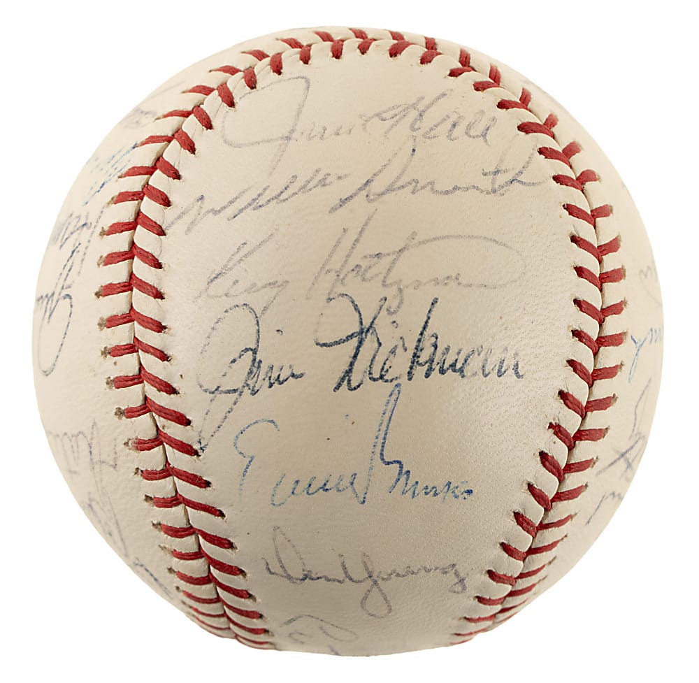 1969 Chicago Cubs Team-Signed Baseball with Banks, Williams, Durocher, and Jenkins