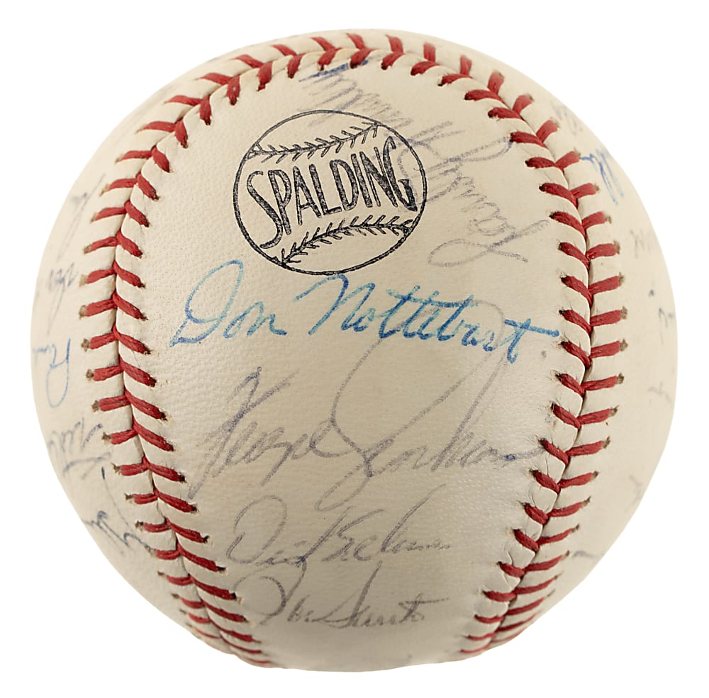 1969 Chicago Cubs Team-Signed Baseball with Banks, Williams, Durocher, and Jenkins
