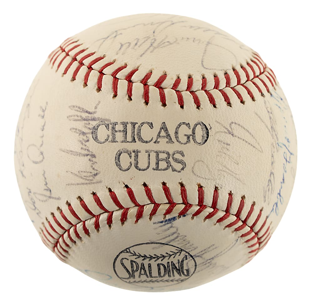 1969 Chicago Cubs Team-Signed Baseball with Banks, Williams, Durocher, and Jenkins