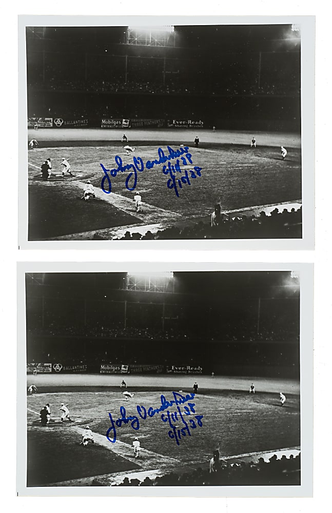 Johnny Vander Meer Signed Photograph Pair with "6/11/38" and "6/15/38" Inscriptions
