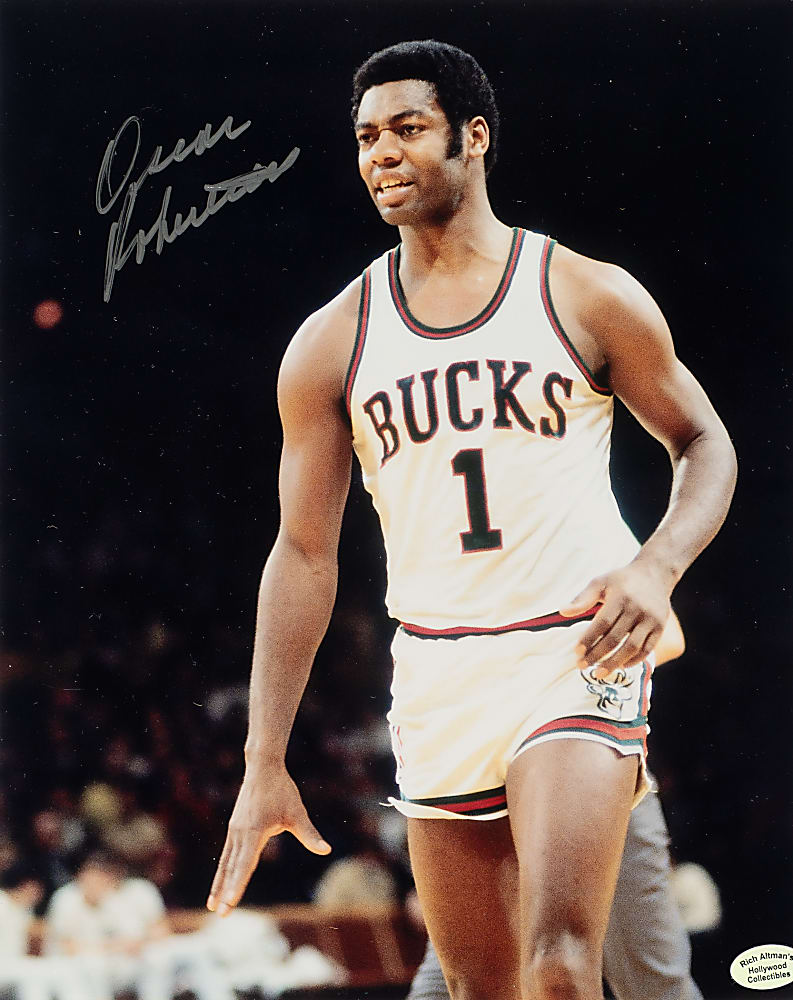 Basketball Hall of Famers and Stars Signed Photograph Collection (9) Including Larry Bird and Oscar Robertson