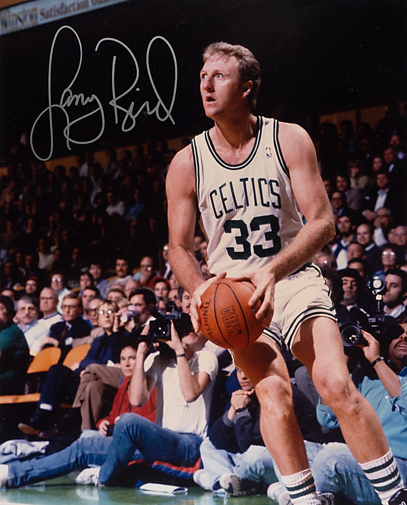 Basketball Hall of Famers and Stars Signed Photograph Collection (9) Including Larry Bird and Oscar Robertson