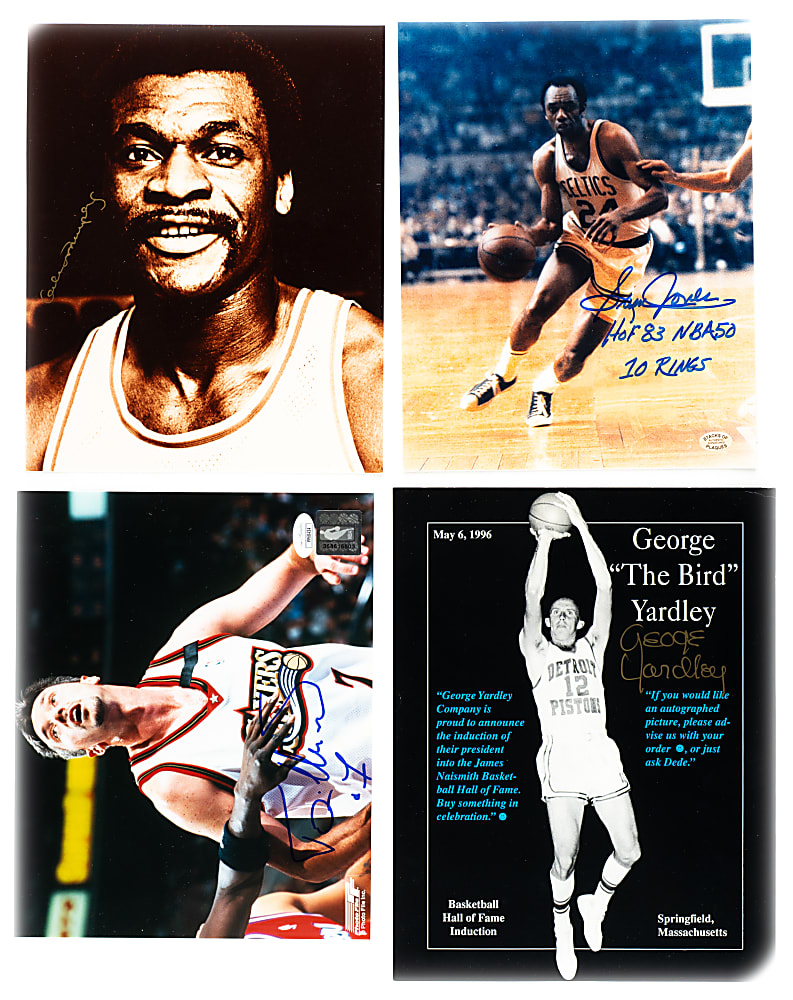 Basketball Hall of Famers and Stars Signed Photograph Collection (9) Including Larry Bird and Oscar Robertson