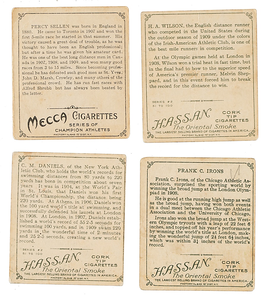 Circa 1910 T218 Hassan/Mecca "Champion Athletes and Prize Fighters" Collection (22)