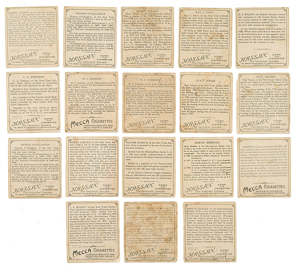 Circa 1910 T218 Hassan/Mecca "Champion Athletes and Prize Fighters" Collection (22)