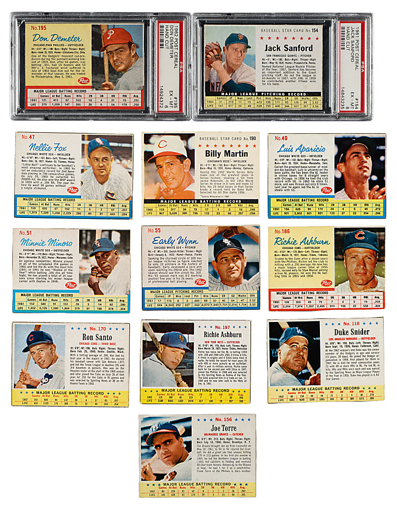 1961 to 1963 Post Cereal Collection (175) Including Willie Mays, Don Drysdale, and Duke Snider