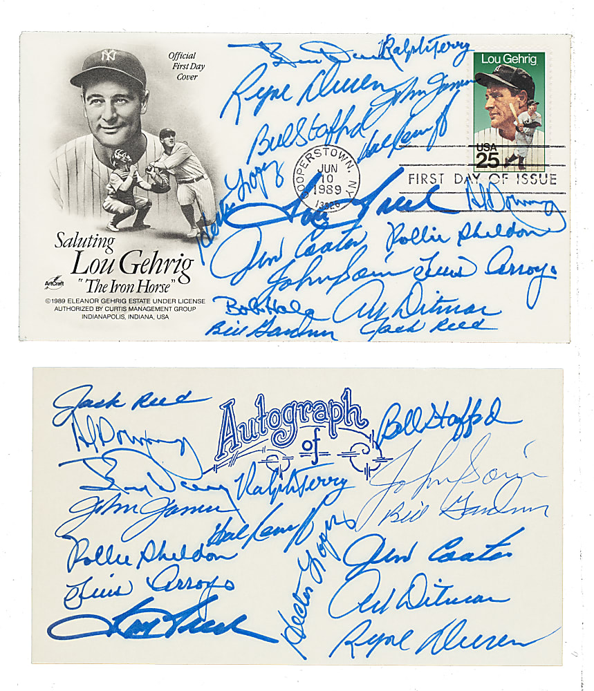 1961 New York Yankees Team-Signed Reunion First Day Cover and "Autograph" Card