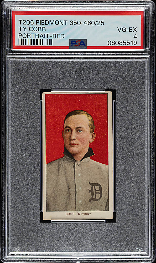 1909-1911 T206 White Border Ty Cobb Portrait Red Background PSA VG-EX 4