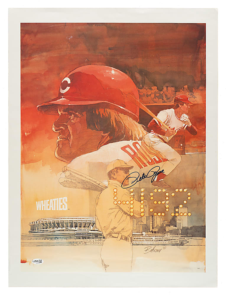 Pete Rose Signed 1985 Wheaties Poster - JSA