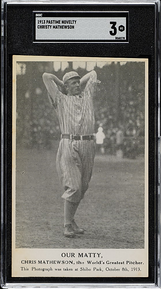 1913 Pastime Novelty "Our Matty" Christy Mathewson World Series Postcard SGC VG 3