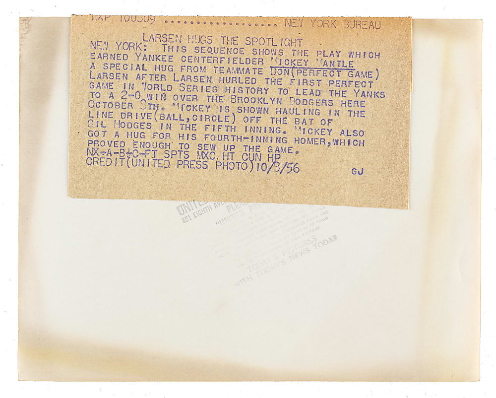 1956 Mickey Mantle United Press Associations Composite Photograph - PSA/DNA & JSA - Signed by Don Larsen