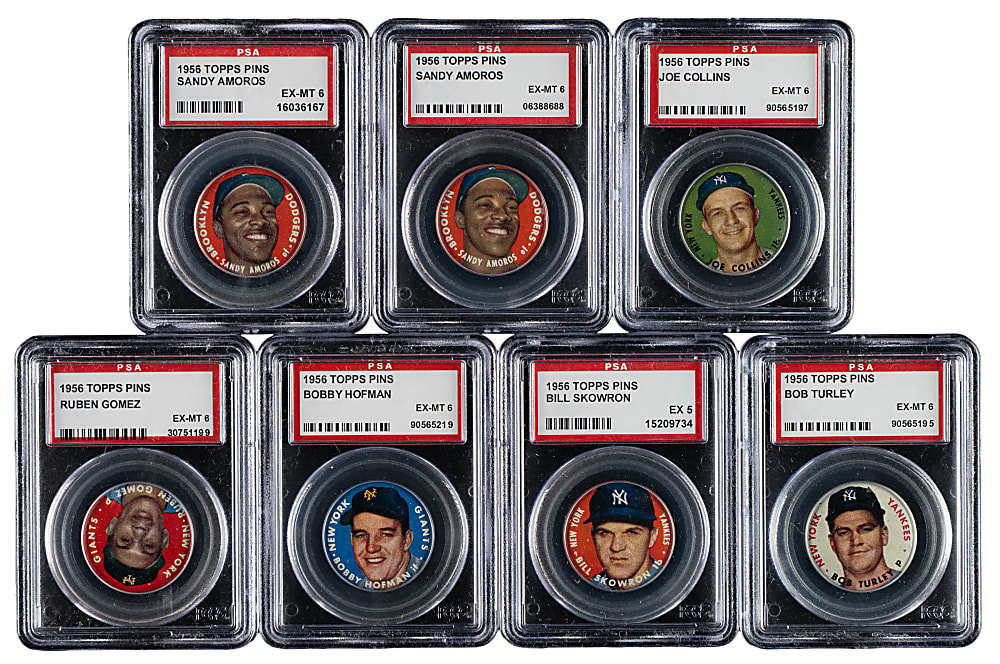 1956 Topps Pins PSA-Graded Collection (7)